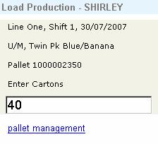 If this is NOT correct then correct the production line scan by clicking the pallet management link and