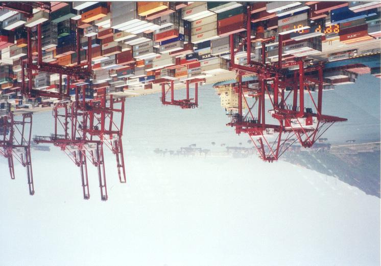 Figure 1. The container storage yard in a terminal with containers stored in columns or stacks of four to six containers.