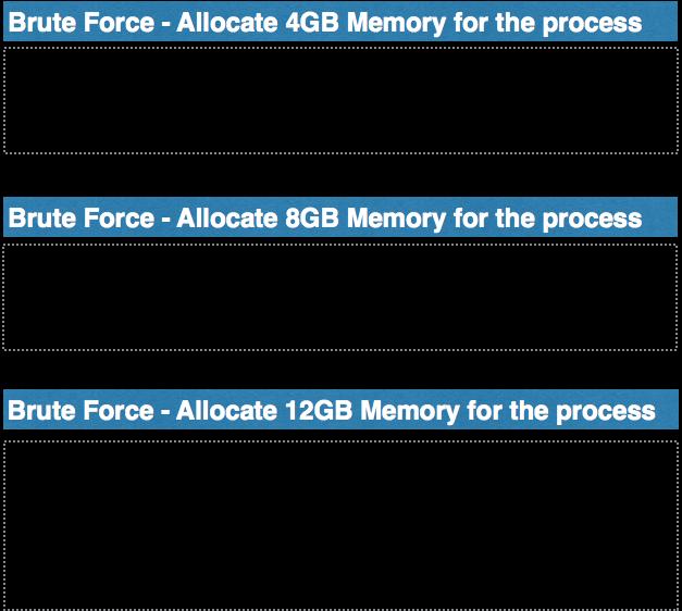 Within PHP program, we first attempted to allocate 4GB memory to process the Brute Force algorithm