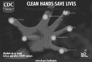 with water. The fundamental principle of hand washing is removal, not killing.