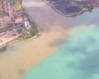 Water Quality A combined sewage overflow plume in the Detroit River.