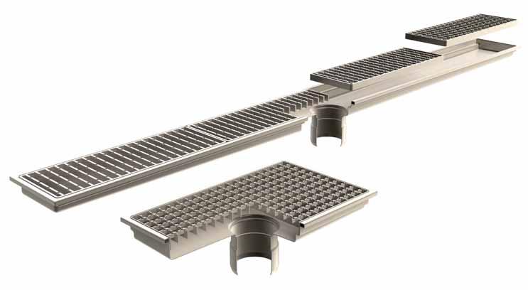 Narrow channels provide an excellent barrier to intercept the movement of liquids on the kitchen or factory floor.