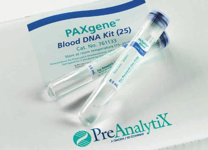 DNA (250 ng) was isolated from 8 blood donors as starting material using the PAXgene Blood DNA System. M: molecular weight markers.