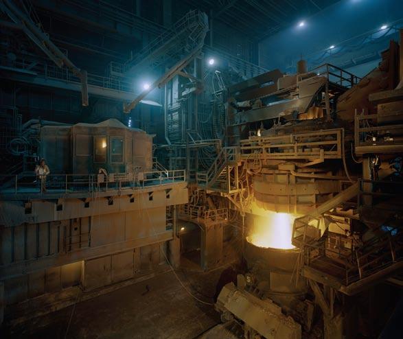 The Electric Arc Furnace Once the steel is melted to about 3,000 F and is ready for refining, it is tapped from the furnace down to a vessel called a ladle before being taken to the ladle metallurgy