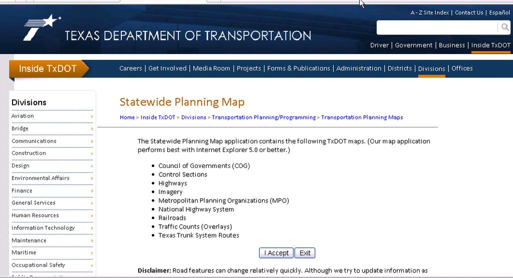 TxDOT Statewide Planning Map http://www.txdot.