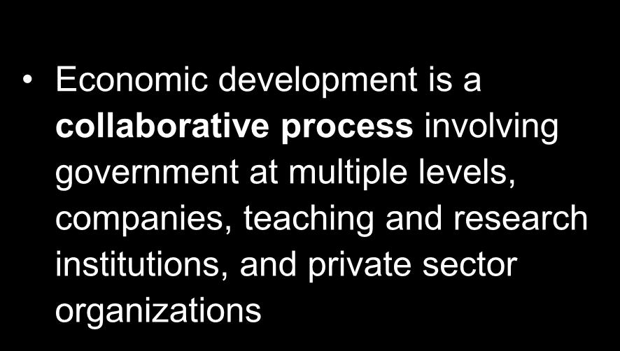 through policy decisions and incentives Economic development is a collaborative process involving government at multiple