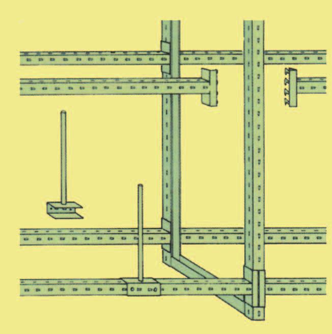 A basic bay requires two stand frames; each additional add-on bay then only requires one stand frame.