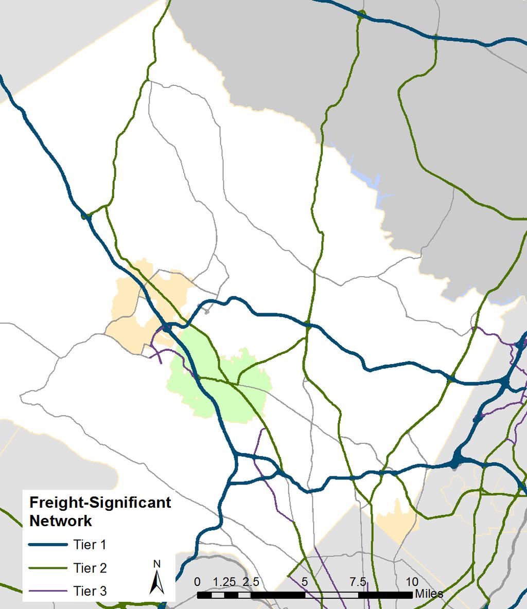 Figure 32: Regional Freight-Significant Network Montgomery County Area 70 27 270 Detail A 97 355 Gaithersburg 370