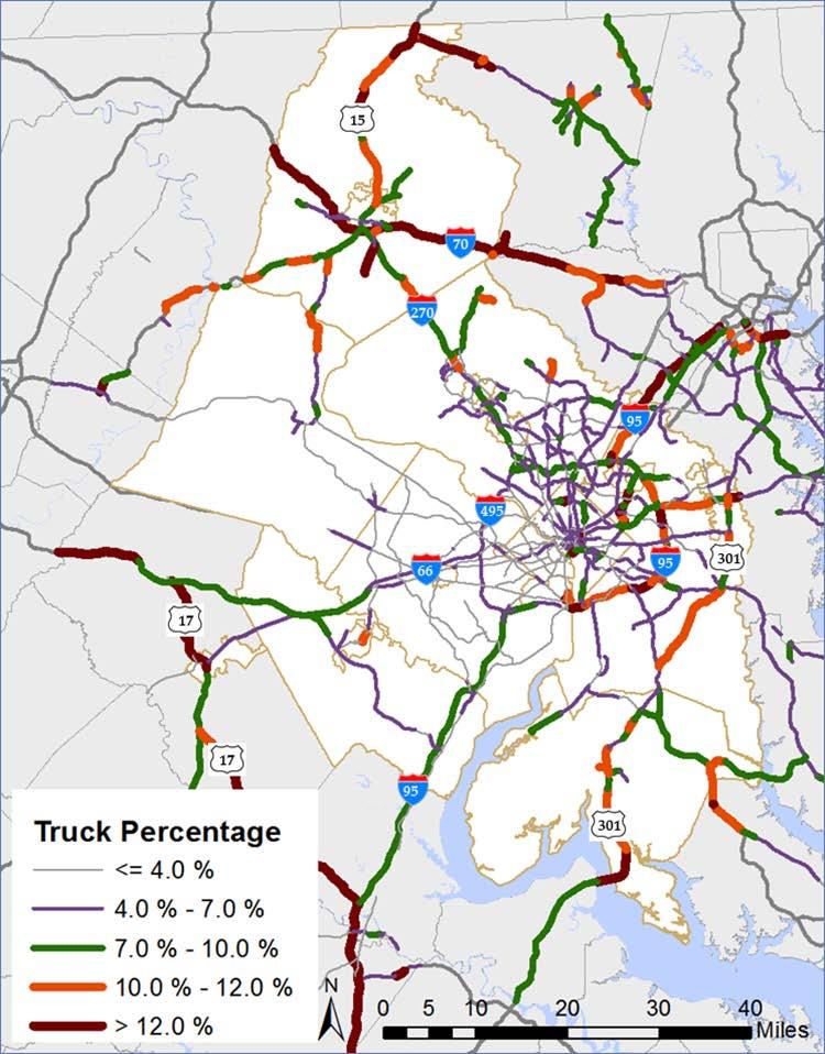 Figure 6: Average Truck Percentage Map Source: COG Analysis of 20