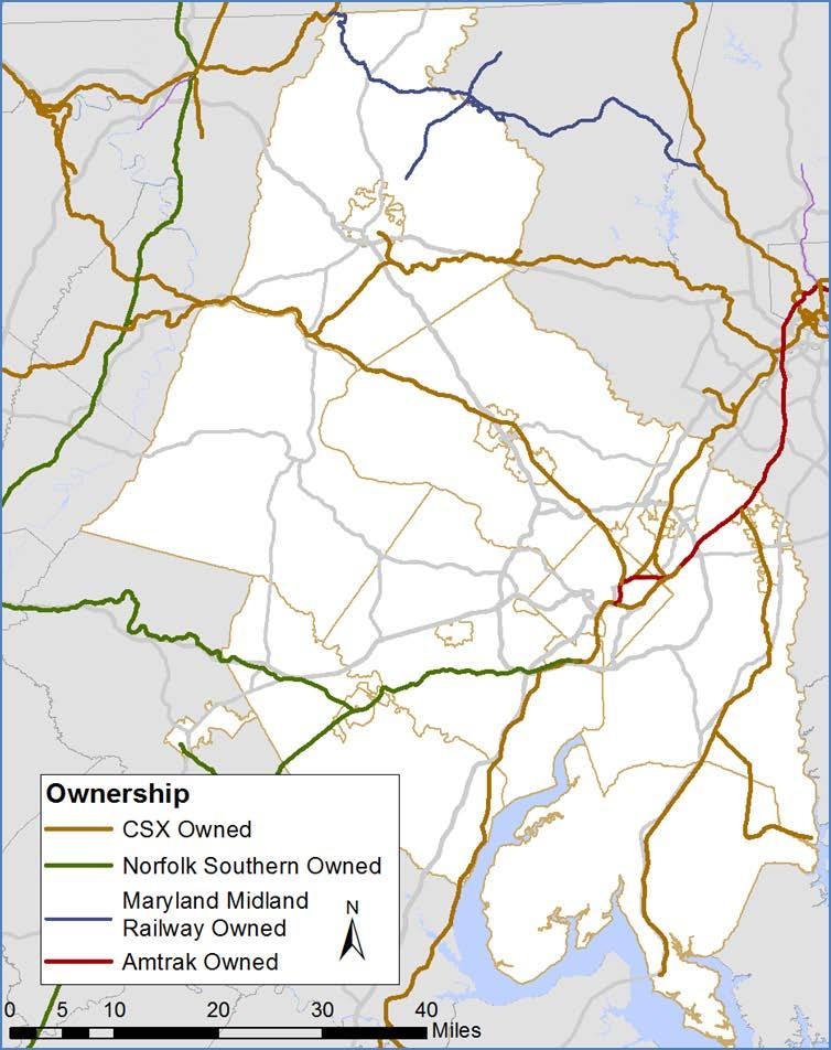 Figure 10: Regional Freight Rail Network Source: COG Analysis of 2013 National