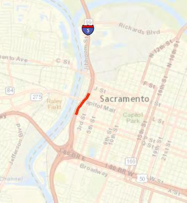 I-80 Bridge West Sacramento Length (mile) 0.70 North Sacramento Sacramento Average total volume 4,502 Average truck volume 66 Average share of trucks 1.47% Congestion speed (mile/h) 33.
