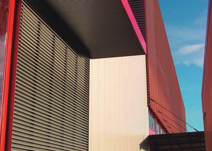 Roll formed aluminium panels of 70 or 132 mm wide Coil coated with UV and scratch resistant Luxacote coating available in 14 standard colours.