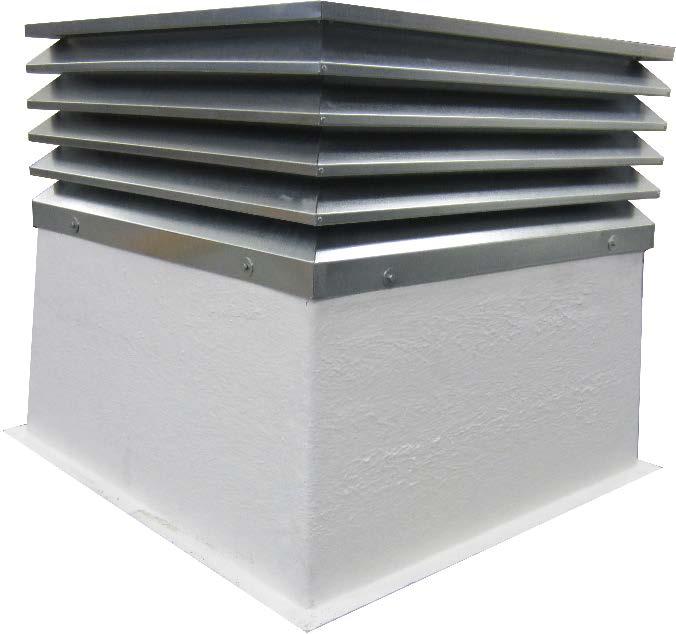 NEW BUILDING Horizontal TF (Thermo Flap) Section B-B Drawings and dimensions Section A-A 450x450mm - 1 blade Flat roof upper layer Roof sealing Thermal Insulation 600x600mm - 2 blades Concrete