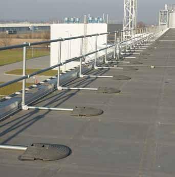 Safesite Guardrail Systems This protects the roof membrane from damage via heat transfer or direct contact with components.