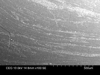 The macro structure larger due to heat and stress. The SEM image shows the TMT zone of the 7075 with the formation of the onion rings with 6061 alloy. Fig.