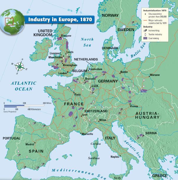 The Industrial Revolution soon spread throughout Europe and