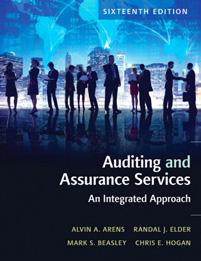 AUDITING Auditing and Assurance Services, 16e ARENS / ELDER / BEASLEY / HOGAN 2017 ISBN: 0134435095 This text prepares students for real-world decision making by using