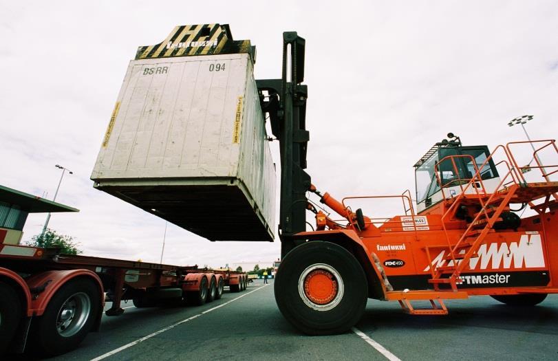 Forklift: Forklifts are vehicles used to move heavy containers around a terminal. This might be to move them on and off trucks or to move them to storage areas.