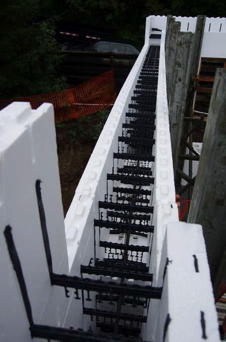 ICF Construction Example Project: ICF Wall rebar both horizontal and vertical rebar.