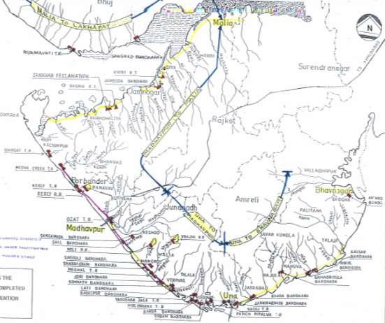 Interlinking of coastal rivers by Spreading channels Joins two river basins where