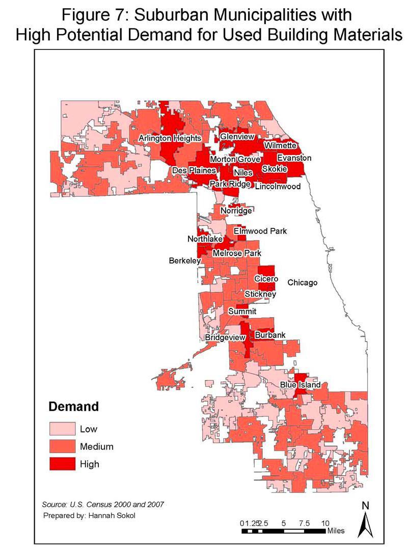 Figure*: Suburban areas with potential demand for salvaged building materials. Source: 15.