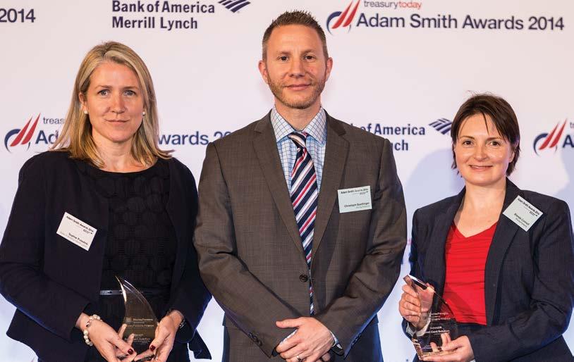 WINNER Best Card Solution WorleyParsons Ltd Simon Holt, CFO Sophie Polednik of Bank of America Merrill Lynch, Christoph Guettinger and Brenda Connell of Worley Parsons collecting the Award on behalf