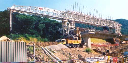 Construction of an elevated highway bridge using