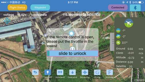 4. Once you have a minimum of 9 GPS satellites, you can unlock the drone and start flying with controller, or use the APP to