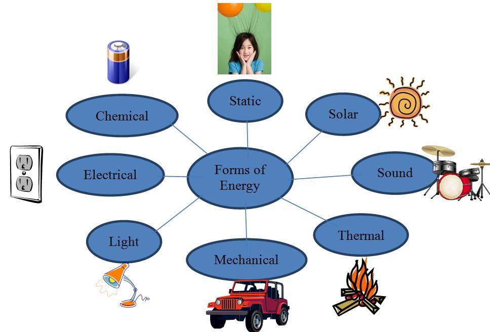 Other Resources Graphic organizer: The spider graphic organizer below shows forms of energy in the center and kinds of energy as subcategories.