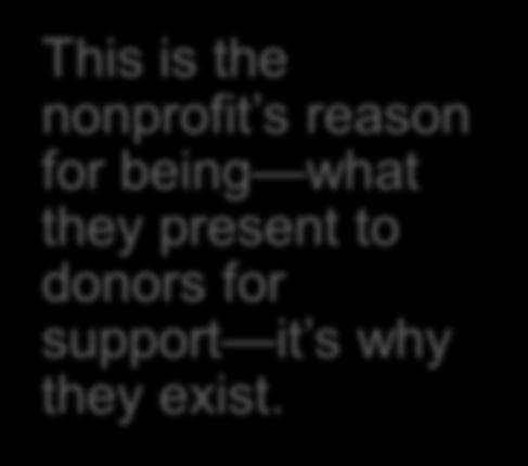 the nonprofit s reason for being what they present to donors for