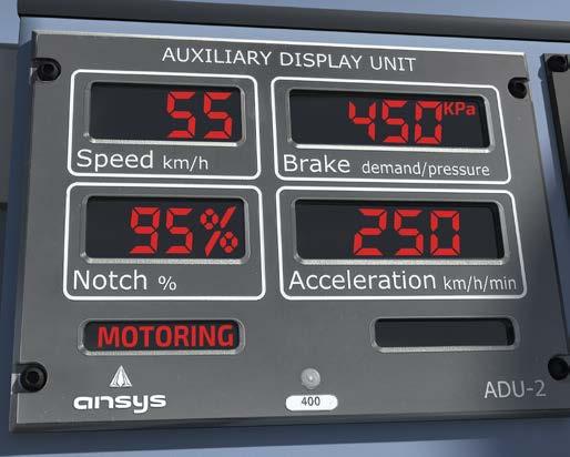 Auxiliary Display Unit SAFETY The Auxiliary Display Unit shows all the vital train parameters to the assistant driver