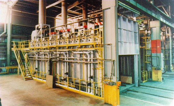 160 T Slab Bogie Heat Treatment Furnace Gas fired, 8 zone slab pre-heat & homogenising furnace up