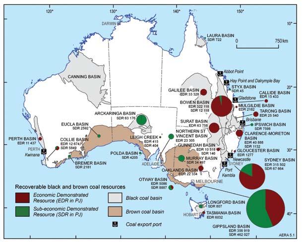 black coal mines (77 open cut and 42 underground) Brown Coal: 7 open cut mines Source: Australian Black Coal Mining Summary 2009, Coal Information Services Pty Ltd Number of mines supporting Waste