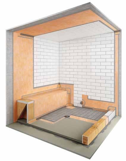 STEAM ROOM ASSEMBLY Continuous Use Steam Rooms Ceramic or stone tile Schluter -KERDI-DS waterproofing membrane K-SR-8 7 5 4 6 8 9 0 4 5 6 Ceramic or stone tile Schluter SET TM, Schluter ALL-SET TM,
