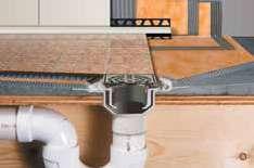 Schluter -KERDI-DRAIN KERDI-DRAIN is a floor drain designed with a sloped, integrated bonding flange to provide a secure connection to KERDI and other bonded waterproof membranes at the top of the