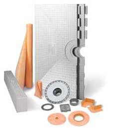 Schluter -KERDI-SHOWER-KIT 4 5 6 The KERDI-SHOWER-KIT is an all-inclusive package containing the components required to create a watertight shower assembly without a mortar bed.