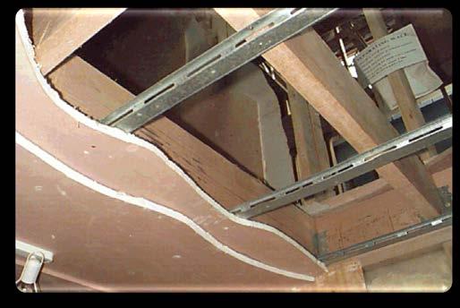 fixed transversely to the joists to isolate sound from the structure above Plasterboard is fixed to the sound
