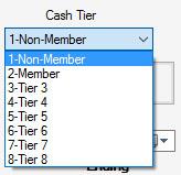 Change Cash Tier The Cash Tier system is for use for clubs that wish to use Cash Cards.