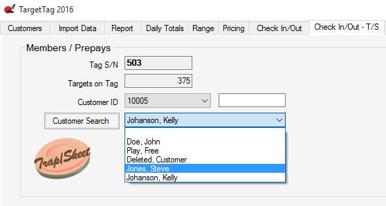 Add Rounds to Count Down Trap and Skeet Card Before adding targets to a card, it must be assigned to a customer. Select a customer and click on the Assign Tag button.