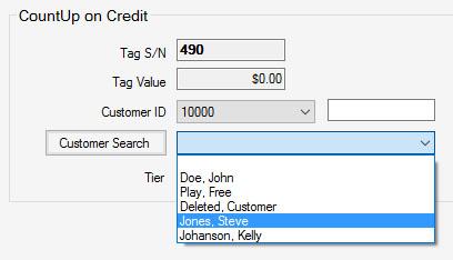 Check Out a Count Up Cash Card Click on the Customer Drop-down Menu Customers names will be listed in the dropdown menu. Select the customer that you would like to assign the card to.