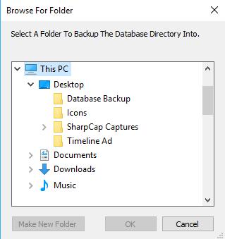 Select Your Database Save Location In the Browse For Folder screen,