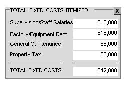 In this example, in quarter 0 the plant size is 6 and the total fixed costs are $42,000. These costs are fixed in the short-run and will not change with the level of production.