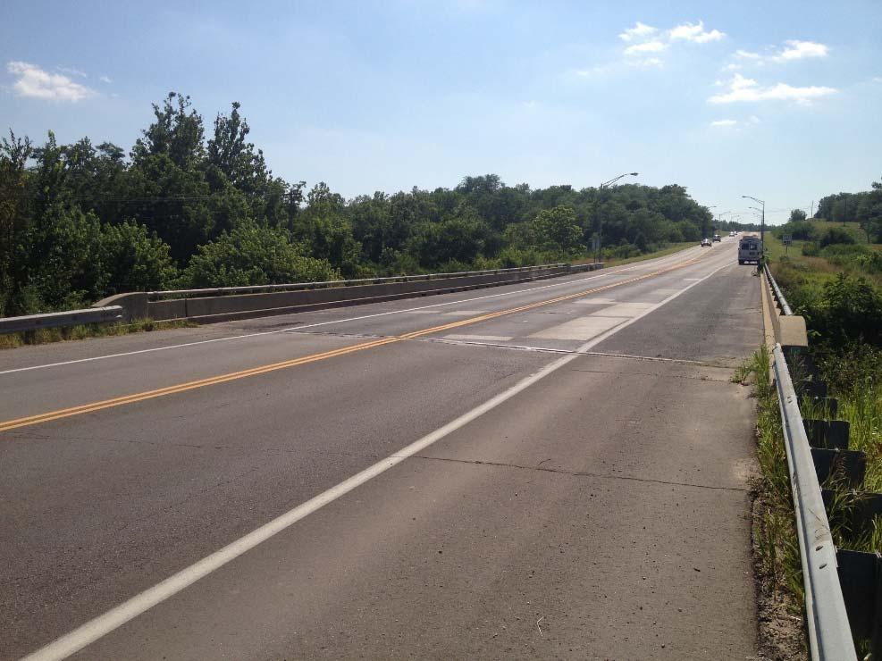 IRT Bridge Deck Evaluation Route F over Stinson Creek, Callaway County, MO Problem: Detection of Delamination at Top Reinforcement Considerable surface distress and prior patching of shallow