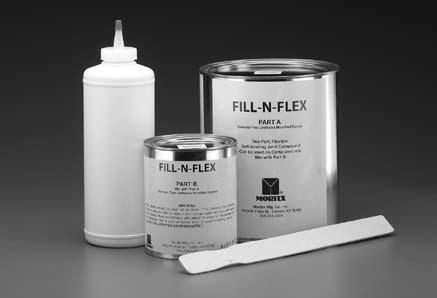 Fill-N-Flex Fill-N-Flex is a special two part blend that is pourable and self leveling. The cured material will have 30% elongation while maintaining a tough semi-rigid chemical resistant surface.