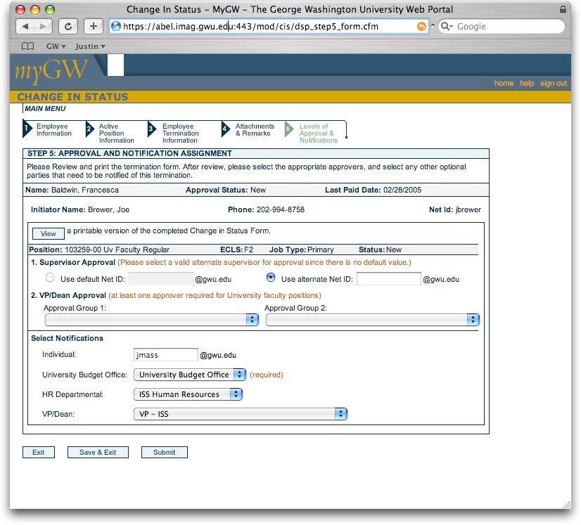 When you ve completed the CIS Terminations Form, be sure to click the Save & Exit button to complete your transaction.
