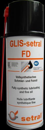 MULTI PURPOSE / FRICTION REDUCTION GLIS-setral-FD (article numbers 070763, Spray: 050552) Fully synthetic lubricating and penetrating oil for the food and Lubricate, release, preserve/protect and