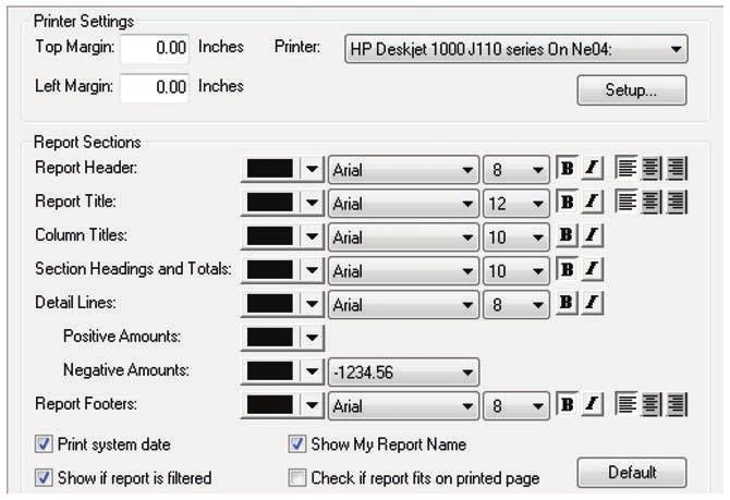 Setting Up Data Files and Customizing Settings Lesson 1 3 In the Home window, click Setup, Reports & Forms. Do not change the printer.