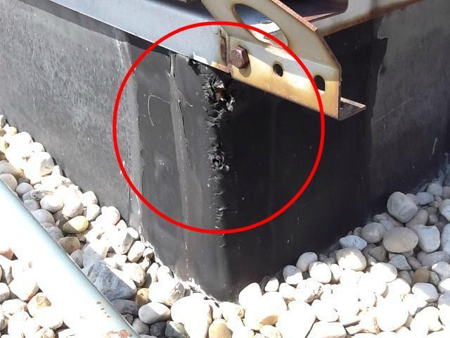 Photo 13 Single Ply Tears: A typical single ply EPDM rubber roof membrane is approximately 1 millimeter thick.