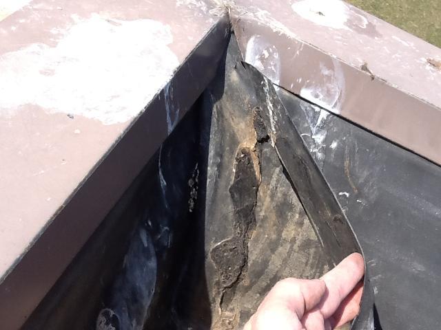Photo 9 Single Ply Flashing Deterioration: A typical single ply EPDM rubber roof membrane is approximately 1 millimeter thick. Therefore, it is extremely easy to puncture or tear.
