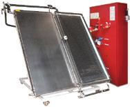 The system includes a standard and high efficiency solar thermal collector on a mobile frame, connected to two heat exchanger coils inside a hot water tank.